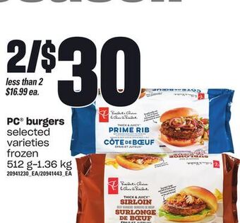 Loblaws Pc® burgers, 512 g-1.36 kg offer