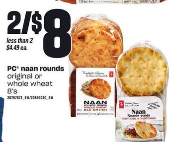 Loblaws Pc® naan rounds, 8's offer
