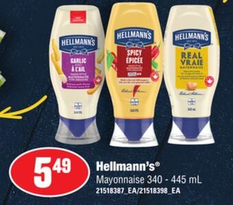 Loblaws Hellmann's® mayonnaise, 340 - 445 ml offer