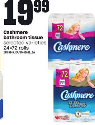 Loblaws Cashmere bathroom tissue, 24=72 rolls offer