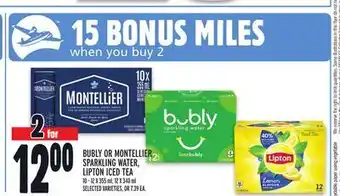 Metro Bubly or montellier sparkling water, lipton iced tea offer