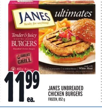 Metro Janes unbreaded chicken burgers offer
