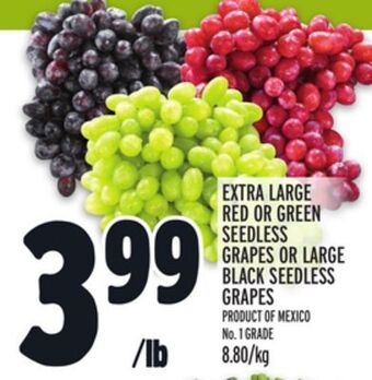 Metro Extra large red or green seedless grapes or large black seedless grapes offer