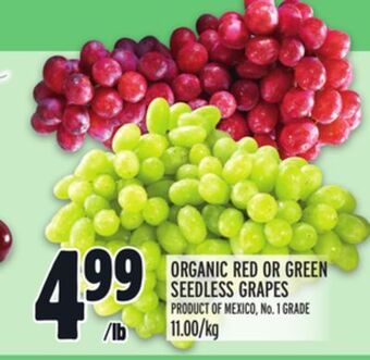 Metro Organic red or green seedless grapes offer