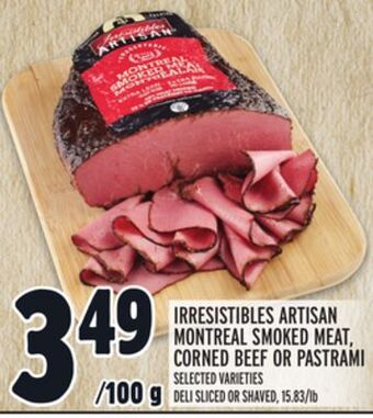 Metro Irresistibles artisan montreal smoked meat, corned beef or pastrami offer
