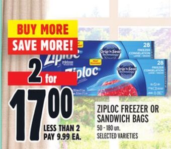 Metro Ziploc freezer or sandwich bags offer