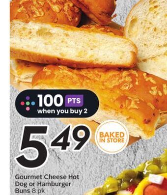 Sobeys Gourmet cheese hot dog or hamburger buns offer
