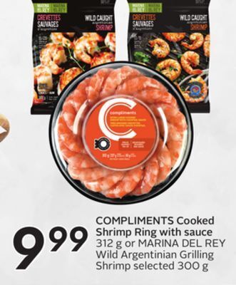 Sobeys Compliments cooked shrimp ring with sauce offer