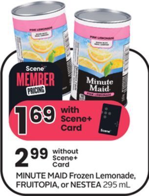 Sobeys Minute maid frozen lemonade, fruitopia, or nestea offer
