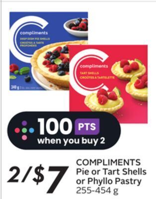 Sobeys Pie or tart shells or phyllo pastry offer