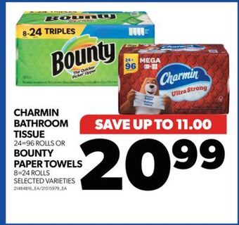 Real Canadian Superstore Charmin bathroom tissue 24=96 rolls or bounty paper towels, 8=24 rolls offer