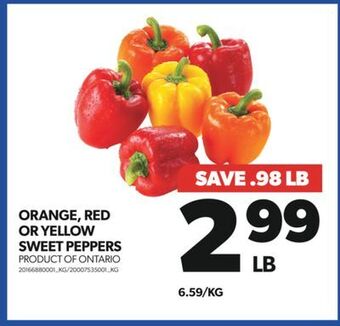 Real Canadian Superstore Orange, red or yellow sweet peppers offer