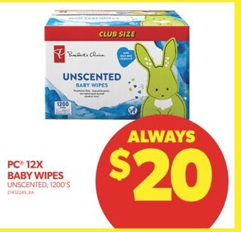 Real Canadian Superstore Pc® 12x baby wipes, 1200's offer