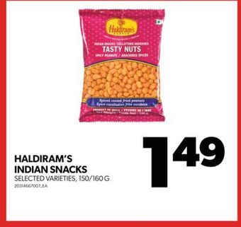 Real Canadian Superstore Haldiram's indian snacks, 150/160 g offer