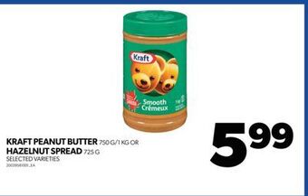 Real Canadian Superstore Kraft peanut butter, 750 g/1 kg or hazelnut spread, 725 g offer