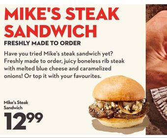Longo's Rib steak mike's steak sandwich offer