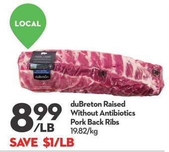 Longo's Dubreton raised without antibiotics pork back ribs offer
