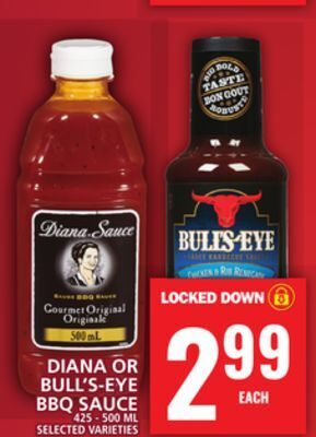 Food Basics Diana or bull's-eye bbq sauce offer