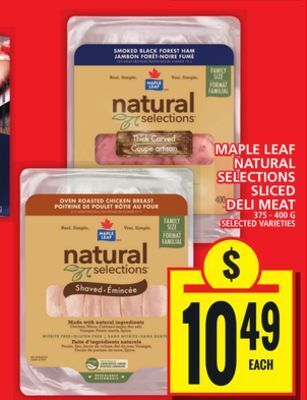 Food Basics Maple leaf natural selections sliced deli meat offer