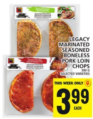 Food Basics Legacy marinated seasoned boneless pork loin chops offer
