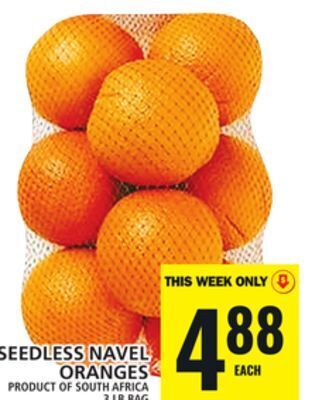 Food Basics Seedless navel oranges offer