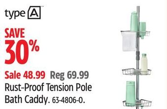 Canadian Tire Type a rust-proof tension pole bath caddy offer