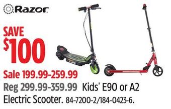 Canadian Tire Razor kids' e90 or a2 electric scooter offer