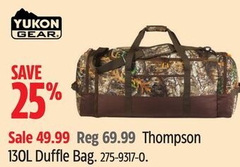 Canadian Tire Yukon gear thompson 130l duffle bag offer