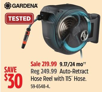 Canadian Tire Gardena auto-retract hose reel with 115' hose offer