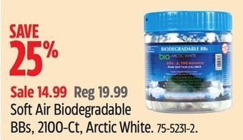 Canadian Tire Soft air biodegradable bbs, 2100-ct, arctic white offer