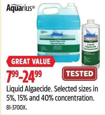 Canadian Tire Aquarius liquid algaecide offer