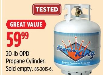 Canadian Tire Flame king 20-lb opd propane cylinder offer