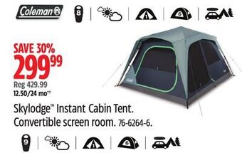 Canadian Tire Coleman skylodge™ instant cabin tent offer
