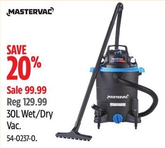 Canadian Tire Mastervac 30l wet/dry vac offer