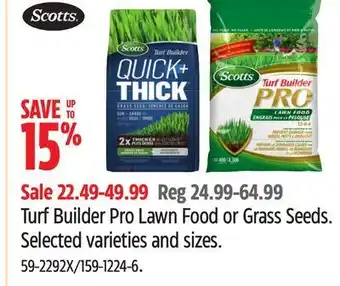 Canadian Tire Scotts turf builder pro lawn food or grass seeds offer