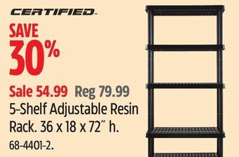 Canadian Tire Certified 5-shelf adjustable resin rack offer
