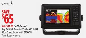 Canadian Tire Garmin echomap uhd2 55cv chartplotter with gt20-tm transducer offer