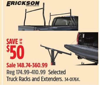 Canadian Tire Erickson selected truck racks and extenders offer