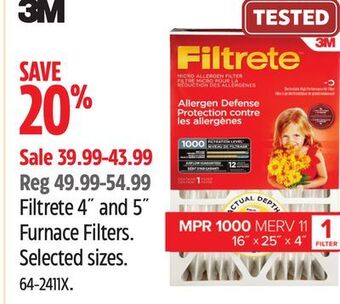 Canadian Tire 3m filtrete 4 and 5 furnace filters offer