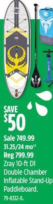 Canadian Tire Zray 10-ft d1 double chamber inflatable stand-up paddleboard offer