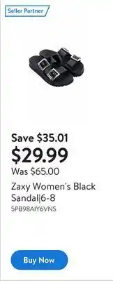 Walmart Zaxy women's black sandal|6-8 offer