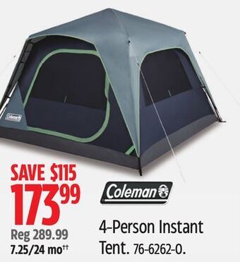 Canadian Tire Coleman 4-person instant tent offer