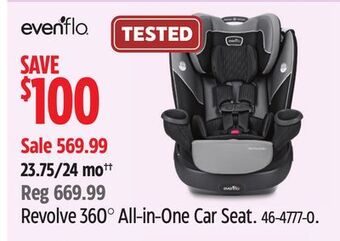 Canadian Tire Evenflo revolve 360° all-in-one car seat offer