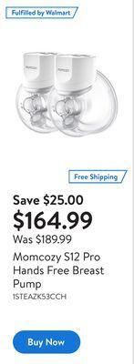 Walmart Momcozy s12 pro hands free breast pump offer