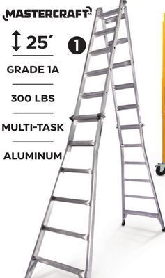 Canadian Tire Mastercraft grade 1a aluminum multi-task ladder, 25-ft, 300-lb offer