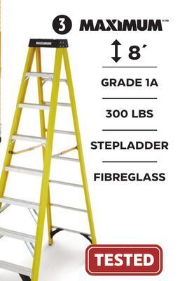 Canadian Tire Maximum type 1a fiberglass step ladder, 300-lb 8-ft offer