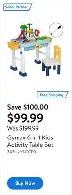 Walmart Gymax 6 in 1 kids activity table set offer