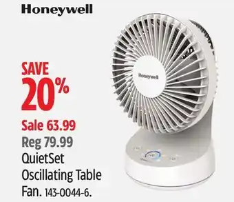 Canadian Tire Honeywell quietset oscillating table fan offer