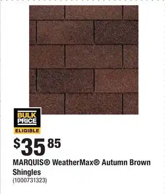 Home Depot Marquis® weathermax® autumn brown shingles offer