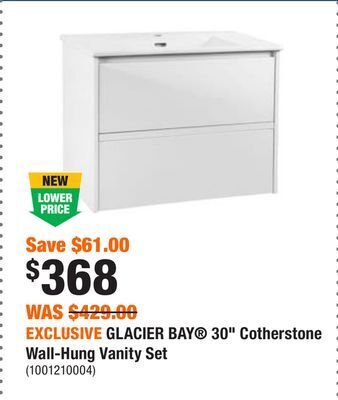 Home Depot Exclusive glacier bay® 30 cotherstone wall-hung vanity set offer
